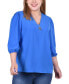 ფოტო #1 პროდუქტის Plus Size 3/4 Puff Sleeve Top with Detachable Necklace