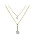 Layered Necklace with Druze Stone and Cubic Zirconia Pendant for Women