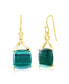 ფოტო #1 პროდუქტის Sterling Silver or Gold plated over Sterling Silver Square Malachite Earrings