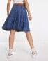 Urban Revivo denim pleated midi skirt in blue