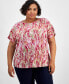 ფოტო #1 პროდუქტის Plus Size Women's Pleated Dolman-Sleeve Top, Created for Macy's