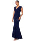 ფოტო #3 პროდუქტის Women's V-Neck Ruffle-Front Suba Crepe Dress