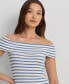 Фото #4 товара Women's Striped Off-the-Shoulder Midi Dress