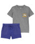 Toddler 2-Piece Dinosaur Graphic Tee & Pull-On French Terry Shorts Set 2T
