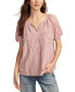 Women's Short-Sleeve Cutwork Cotton Peasant Top