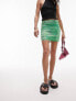 Фото #3 товара Topshop mesh ruched side spray print mini skirt in apple