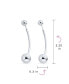 ფოტო #3 პროდუქტის Modern Geometric Linear Long Bar Drop Ear .925 Sterling Silver Double Bead Ball Dangle Earrings For Women Teen 6,10 MM Bead