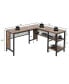 Industrial L-Shaped Corner Computer Desk Office Workstation w/ Storage Shelves