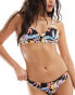 Superdry Cross back triangle bikini top in orange tropic Tropenmuster in Orange, 40 - фото #3