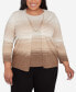 Фото #1 товара Plus Size Classic Ombre Two In One Striped Sweater With Necklace