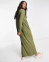 ASOS DESIGN long sleeve maxi t-shirt dress in khaki