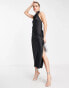 River Island Tall halter chain slip dress in black