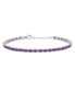 ფოტო #1 პროდუქტის Simple Strand Natural Purple Amethyst Tennis Bracelet For Women .925 Sterling Silver February Birthstone 7-7.5 Inch