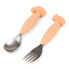 DONE BY DEER Easy-Grip Spoon And Fork Set Deer Friends Coral