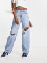 Levi's ripped baggy dad jeans in light wash blue