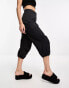 Weekday Thea capri cargo trouser in Black