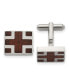 Фото #2 товара Stainless Steel Polished Cherry Wood Inlay Cross Cufflink