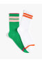 2'li Soket Çorap Seti Çok Renkli Şerit Detaylı
