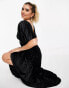 Фото #4 товара ASOS DESIGN twist back pleated empire waist velvet maxi dress in black