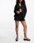 4th & Reckless tulia oversized linen beach shirt co-ord in black