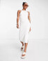 ASOS DESIGN Petite knitted racer midi dress in cream Бежевый, 44 - фото #4