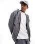 Фото #2 товара ASOS DESIGN zip through hoodie with distressing detailing in charcoal grey