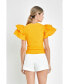 ფოტო #3 პროდუქტის Women's Mixed Media Ruffled Top