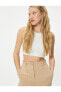 Топ Koton Basic Crop Ribbed Round Neck