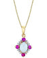 ფოტო #1 პროდუქტის Multi-Gemstone (7/8 ct. t.w. ) & Diamond (1/10 ct. t.w.) 18" Pendant Necklace in 10k Gold