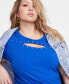 Фото #4 товара Plus Size Studded Cutout Top, Created for Macy's