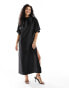 ASOS DESIGN satin oversized midi tshirt dress in black