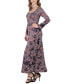 Women's Long Sleeve Paisley A-Line Maxi Dress