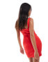 Vesper Petite square neck bodycon mini dress in bright red Hellrot, 36 - фото #4