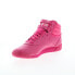 Reebok Freestyle Hi Womens Pink Leather Lace Up Lifestyle Sneakers Shoes