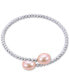 ფოტო #1 პროდუქტის Pink Cultured Freshwater Pearl (9-10mm) Bypass Bangle Bracelet in Sterling Silver (Also in White Cultured Freshwater Pearl)