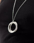 Accessorize long circle pendant necklace in silver