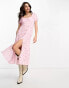 Фото #2 товара Повседневное платье & Other Stories розовое с цветочным принтом, с разрезом и объемными рукавами