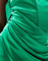 Фото #6 товара Jaded Rose ruched satin one shoulder maxi dress in green