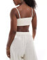 Pieces cotton beach bandeau top co-ord in cream