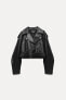 LEATHER EFFECT CROPPED BIKER JACKET