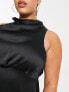 Pretty Lavish Curve high neck split maxi dress in black