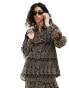 Фото #1 товара YAS broderie oversized shirt co-ord in black and deep beige - MULTI