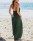 Фото #4 товара Women's Forest Green Halterneck Keyhole Wide Leg Jumpsuit