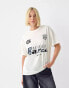 Bershka oversized 'Malibu' graphic football tee in ecru Разноцветный, M - EU 38 - фото #1