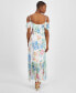 Фото #2 товара Women's Floral-Print Ruffled Cold-Shoulder Tiered Maxi Dress
