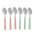 Set of Spoons Dessert Green Pink Silver Stainless steel Plastic 15,7 cm (12 Units)