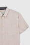 Slim Fit Polo Yaka Keten Görünümlü Kısa Kollu Gömlek N9073az23sm