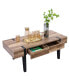 Фото #4 товара 21.69" Oak Finish Medium Density Fiberboard, Wood, Metal 2-Drawer Coffee Table