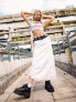 Фото #5 товара Reclaimed Vintage cargo skirt with ruching and frill in white