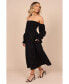 Women's Domenica Shirred Long Sleeve Midi Dress